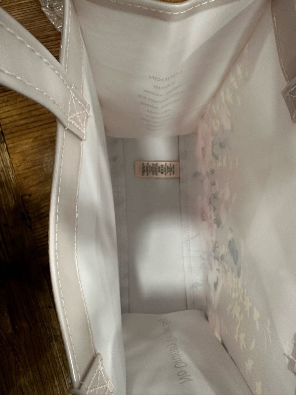 Ted Baker light pink Floral Patent Tote with Pink & Yellow Accents - Picture 6 of 9